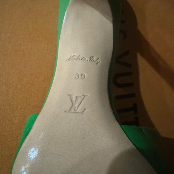 Louis Vuitton Revival Mule Monogram Green Heel Padded Heels Sandals. - Picture 8 of 8